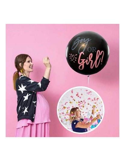 Set 2 baloane Gender Reveal, fetita sau baietel, Balon 90 cm, HOZRO, confetti roz si albastru BESTSELLS