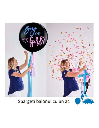 Set 2 baloane Gender Reveal, fetita sau baietel, Balon 90 cm, HOZRO, confetti roz si albastru BESTSELLS