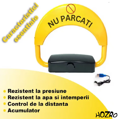 Blocator Automat HOZRO, pentru Loc de Parcare – Control prin Telecomandă și Cheie, Funcție Rabatabilă, Alarmă Anti-Furt Integrată, Construcție Robustă, Design Vizibil Galben/Negru pentru Siguranță și Protecția Eficientă a Spațiului de Parcare HOZRO
