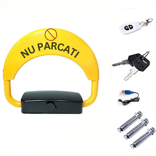 Blocator Automat HOZRO, pentru Loc de Parcare – Control prin Telecomandă și Cheie, Funcție Rabatabilă, Alarmă Anti-Furt Integrată, Construcție Robustă, Design Vizibil Galben/Negru pentru Siguranță și Protecția Eficientă a Spațiului de Parcare HOZRO