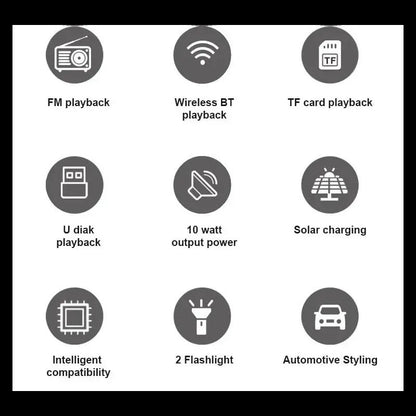 Boxă Portabilă HOZRO, Stil Range Rover, Încărcare Solară, 10W, Bluetooth, Radio FM, Antenă, USB, MP3, TF, Blue