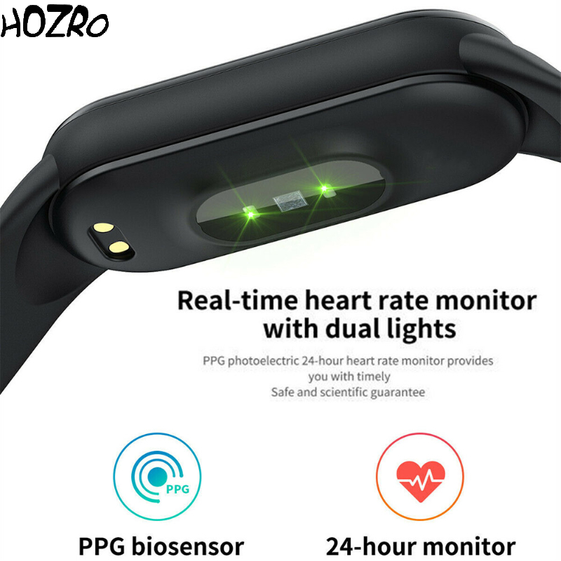 Bratara Fitness HOZRO, Model M7, Monitorizare Ritm Cardiac si Tensiune Arteriala, Culoare Rosu – Smart Band Sport pentru Sanatate, Activitate Fizica si Somn HOZRO