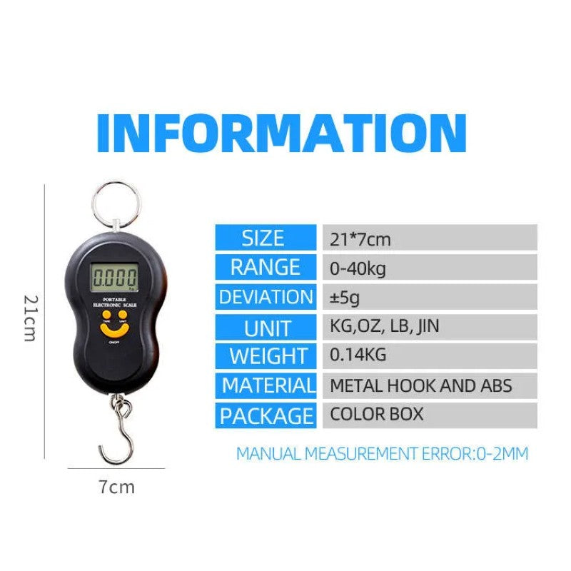 ⚖️ Cântar Electronic Portabil de Mână – Ecran LCD, Funcționare pe Baterii, Capacitate Maximă 40 kg BESTSELLS