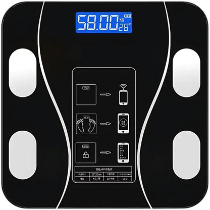 Cantar electronic inteligent cu aplicatie Smart, corporal, ecran digital Iluminat, termometru, negru
