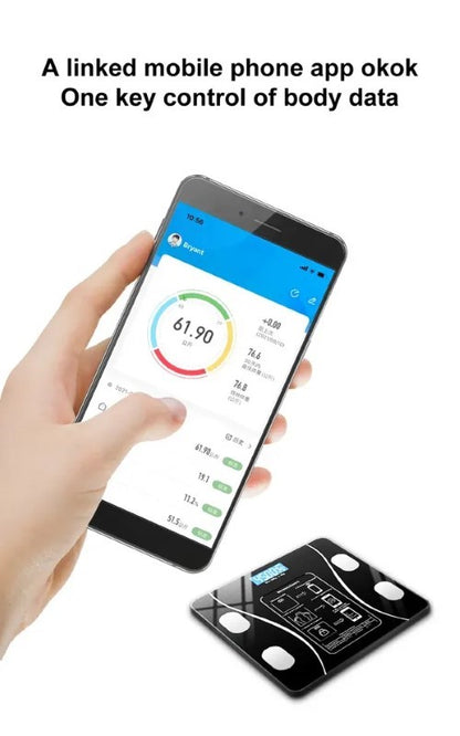 Cantar electronic inteligent cu aplicatie Smart, corporal, ecran digital Iluminat, termometru, negru