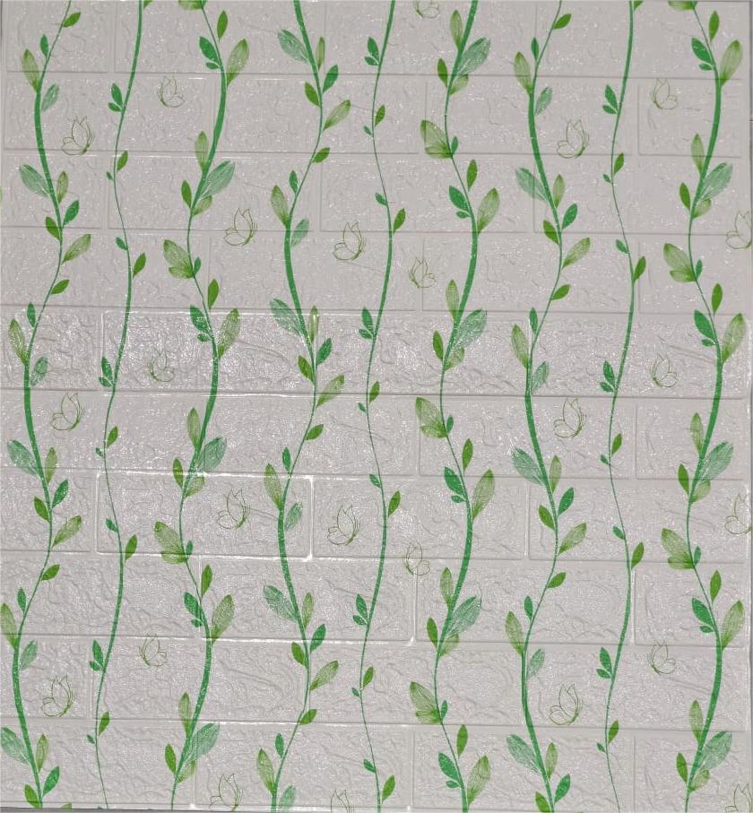 Tapet 3D Decorativ autoadeziv HOZRO, Model frunze Alb/Verde, perete/tavan, waterproof, usor de montat, design modern, 70x70 cm, alb, TAPET 105 HOZRO