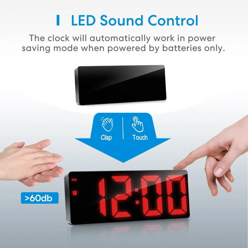 Ceas Digital LED cu Oglindă – Afișaj Roșu, Cablu USB, Negru BESTSELLS