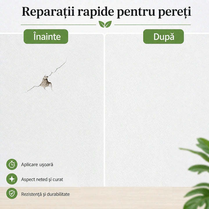 Pasta pentru reparat pereti HOZRO, cu plasture pentru gips-carton, auto-adeziv, cu spatula, alb HOZRO