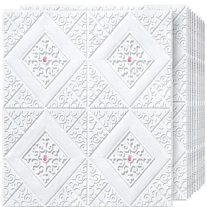 Tapet 3D autoadeziv HOZRO, Model pentru Tavan/Perete, design modern, foarte usor de montat, Romburi + Diamante Roz HOZRO