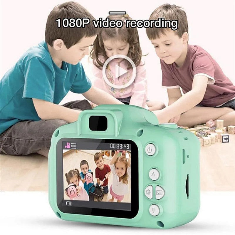 Camera foto interactiva copii full HD, cu 4 jocuri incluse, 7 scene si 4 cadre foto distractive, Verde BESTSELLS