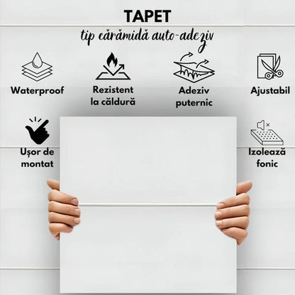 Tapet 3D autoadeziv HOZRO, Model Placa Dubla, perete/tavan, waterproof, usor de montat, design modern, 70x70 cm, albTAPET 14 HOZRO