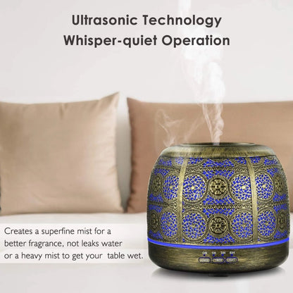 Difuzor Aromaterapie, din Metal Vintage, 7 Culori LED, Umidifica Aerul, Bronz BESTSELLS