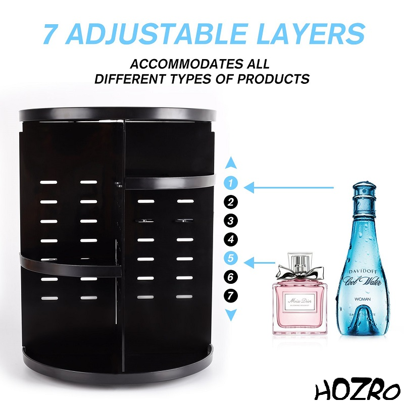 💄 Organizator pentru Machiaj HOZRO – Acril Transparent, Capacitate Mare, Rotire 360°, Cutii și Tavi pentru Depozitare – Păstrează Produsele Cosmetice Organizate și la Îndemână HOZRO