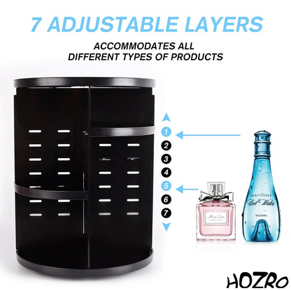 💄 Organizator pentru Machiaj HOZRO – Acril Transparent, Capacitate Mare, Rotire 360°, Cutii și Tavi pentru Depozitare – Păstrează Produsele Cosmetice Organizate și la Îndemână HOZRO