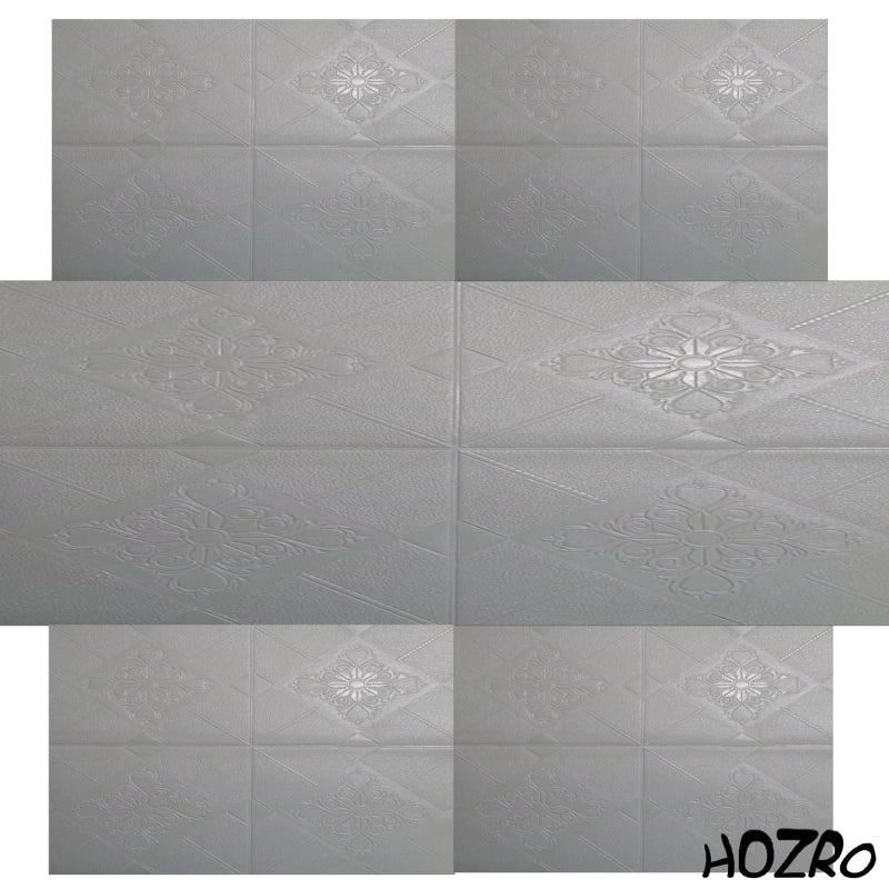 Set 10 x Tapet 3D autoadeziv HOZRO, Model imitatie caramida, acopera o suprafata de 5.39 mp, design modern, foarte usor de montat, Gri HOZRO
