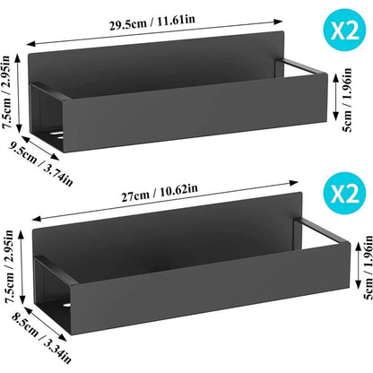 Set de 4 Rafturi Magnetice HOZRO, pentru Condimente, Obiecte Esentiale, Capacitate de Suport Pana la 6 Kg, Design Compact si Practic