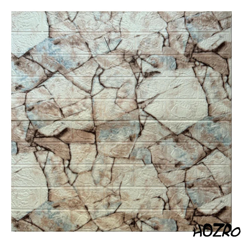 Set 10 x Tapet 3D autoadeziv HOZRO, Model imitatie caramida, acopera o suprafata de 5.39 mp, design modern, foarte usor de montat, Mozaic crem & Bleu HOZRO