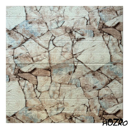 Set 10 x Tapet 3D autoadeziv HOZRO, Model imitatie caramida, acopera o suprafata de 5.39 mp, design modern, foarte usor de montat, Mozaic crem & Bleu HOZRO
