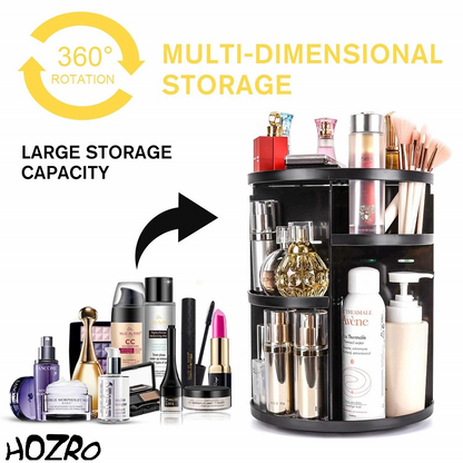 💄 Organizator pentru Machiaj HOZRO – Acril Transparent, Capacitate Mare, Rotire 360°, Cutii și Tavi pentru Depozitare – Păstrează Produsele Cosmetice Organizate și la Îndemână HOZRO
