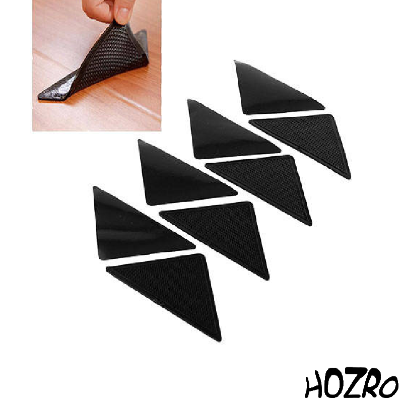 Banda Adeziva HOZRO, RUGGIES, pentru Fixarea Covoarelor – Pachet cu 8 Triunghiuri, Previne Alunecarea si Asigura Siguranta Covorului pe Podea, Negru HOZRO