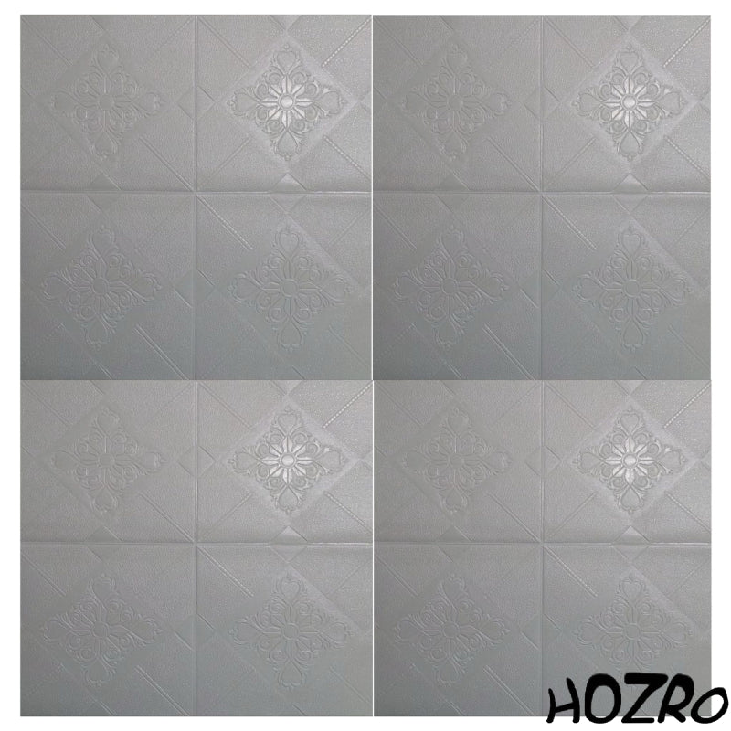 Set 10 x Tapet 3D autoadeziv HOZRO, Model imitatie caramida, acopera o suprafata de 5.39 mp, design modern, foarte usor de montat, Gri HOZRO