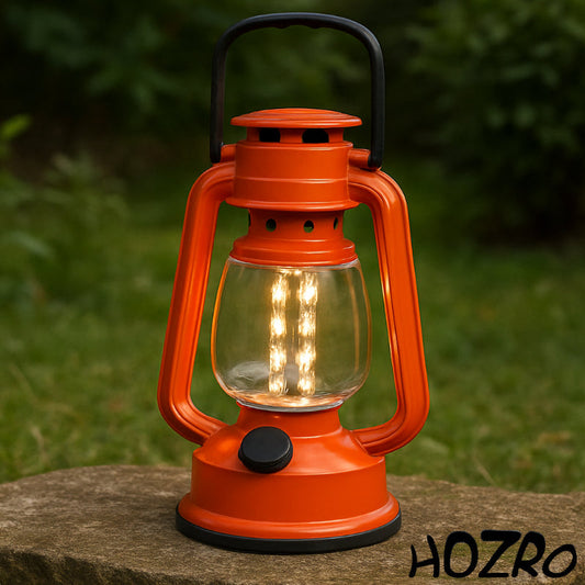 Felinar Retro HOZRO, cu LED, Iluminare 360°, Design Vintage Elegant – Ideal pentru Decor Interior și Exterior, Camping, Terasă și Atmosferă Relaxantă HOZRO