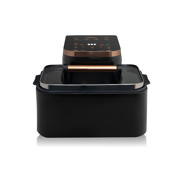 Friteuza Airfryer cu aer cald HOZRO, Putere 2500W, capacitate mare 12L, multifunctional pentru cartofi prajiti, carne, coacere si altele, 11 programe, display LCD, Negru-Auriu BESTSELLS