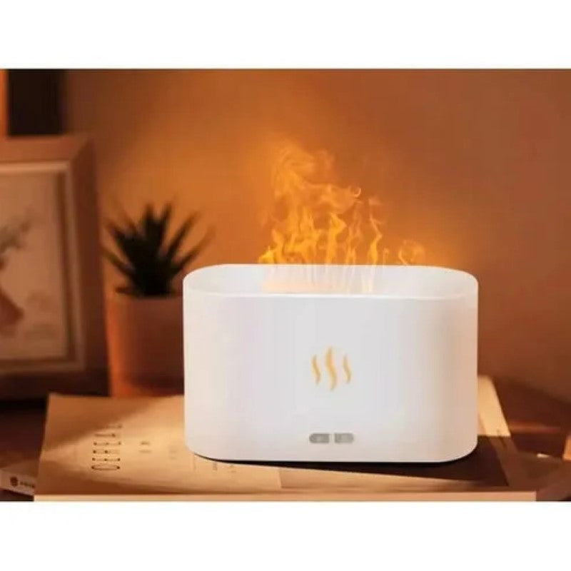 Difuzor HOZRO, de Aromaterapie, Umidificator Ultrasonic – Efect Flacără, Alb, Silentios 🌿🔥