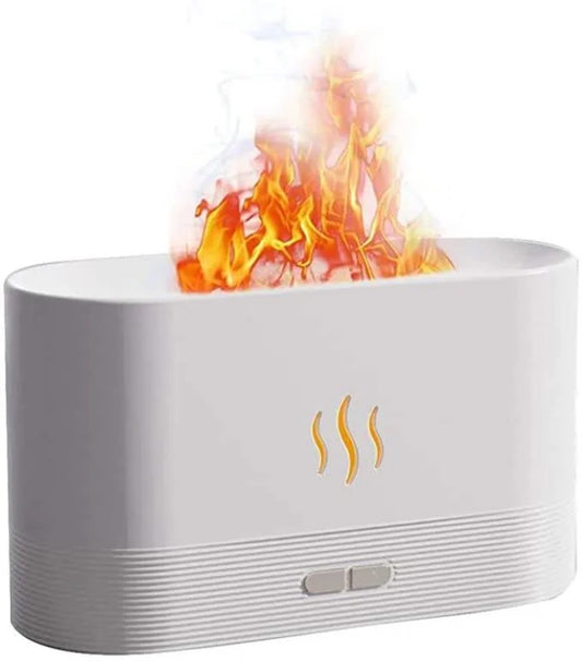 Difuzor HOZRO, de Aromaterapie, Umidificator Ultrasonic – Efect Flacără, Alb, Silentios 🌿🔥