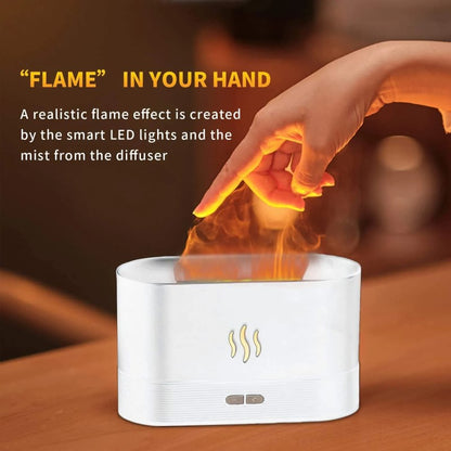 Difuzor HOZRO, de Aromaterapie, Umidificator Ultrasonic – Efect Flacără, Alb, Silentios 🌿🔥