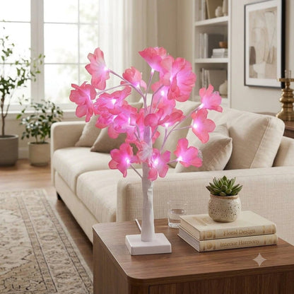 Pomisor decorativ de Craciun Hozro®, Veioza tip copacel cu Trandafiri, 36 LED-uri, Inaltime 40 cm, Alb HOZRO