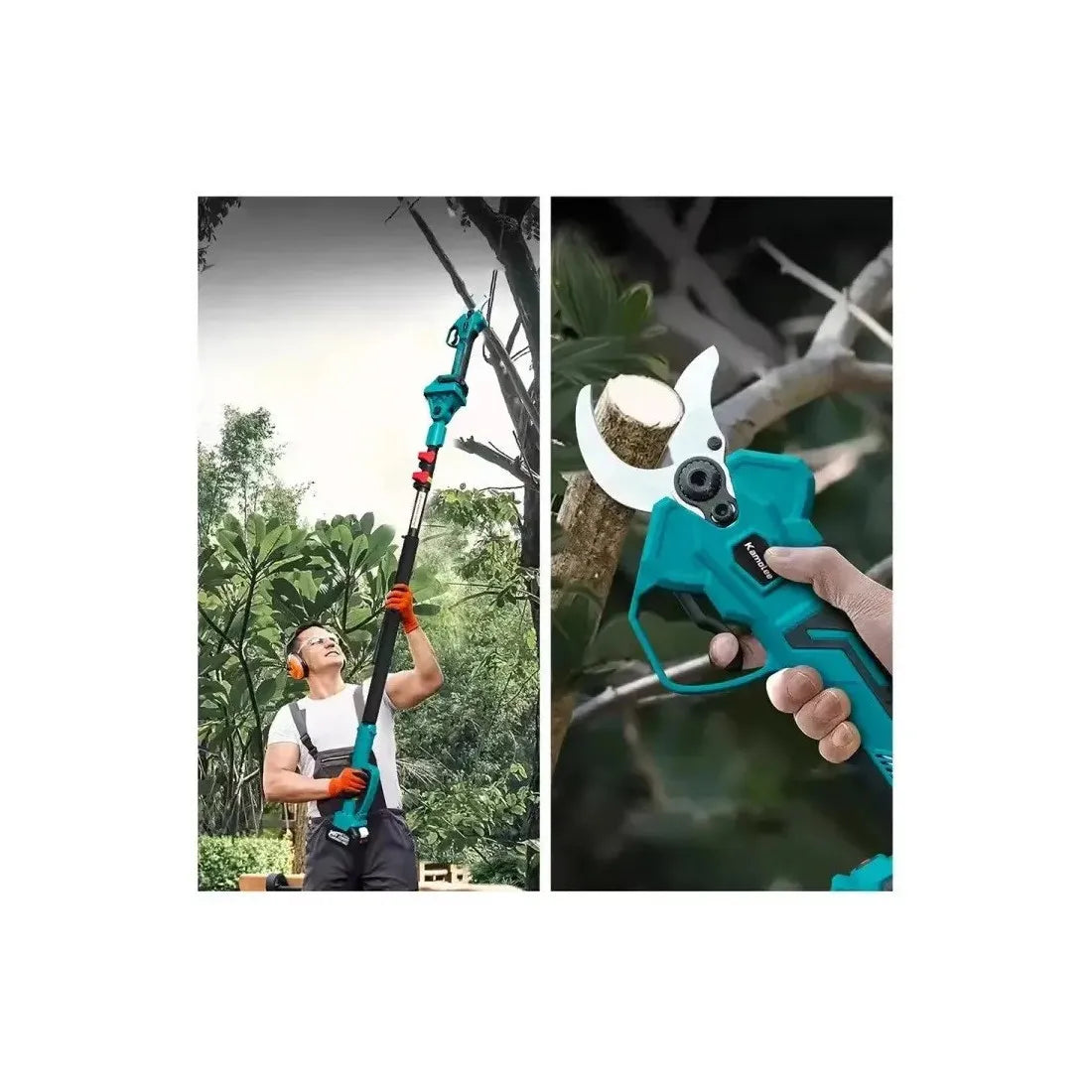 Foarfeca Electrică cu prelungitor, portabilă HOZRO, fără fir,  2 acumulatori reîncărcabili, ideal pentru tăiere lemn, crengi, pomi și lucrări gospodărești eficiente HOZRO