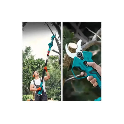 Foarfeca Electrică cu prelungitor, portabilă HOZRO, fără fir,  2 acumulatori reîncărcabili, ideal pentru tăiere lemn, crengi, pomi și lucrări gospodărești eficiente HOZRO