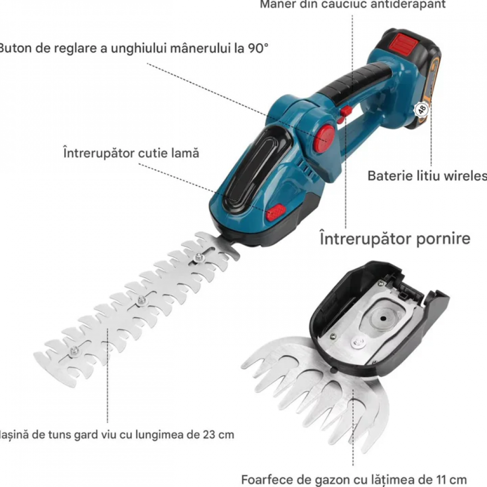 🌿 Set 6-în-1 HOZRO Drujbă, Motocoasa, Masina tuns gard Suflanta si Foarfeca Electrică portabilă , fără fir,  2 acumulatori reîncărcabili – Un singur sistem, libertate deplină în grădină! HOZRO