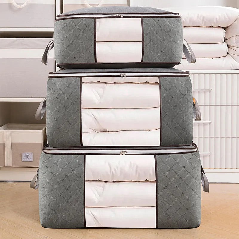 Set 3 Cutii Pliabile pentru Depozitare și Organizare, Gri, 70x50x30 cm, Marimea L