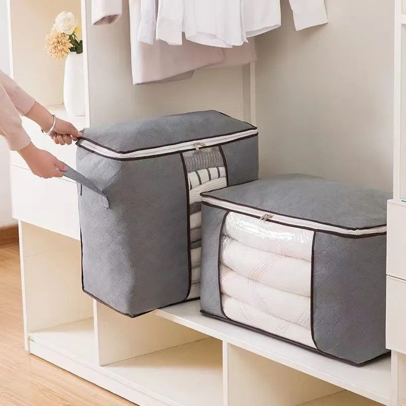 Set 3 Cutii Pliabile pentru Depozitare și Organizare, Gri, 70x50x30 cm, Marimea L