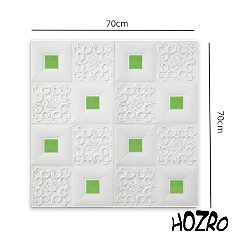 Tapet 3D autoadeziv, Model pentru Tavan/Perete, design modern, foarte usor de montat, Alb/Verde HOZRO