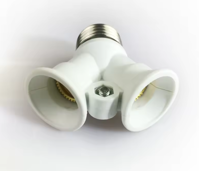 Adaptor dulie E27 la 2 E14, splitter dublu pentru becuri LED, alb BESTSELLS