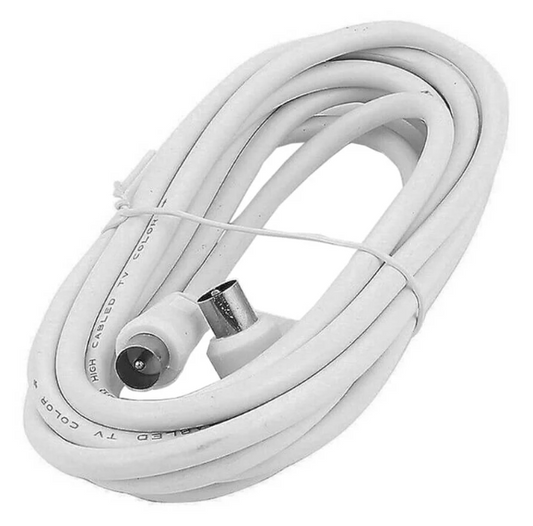 Cablu coaxial TV alb rulat, cu conectori IEC, varianta de 3 metri