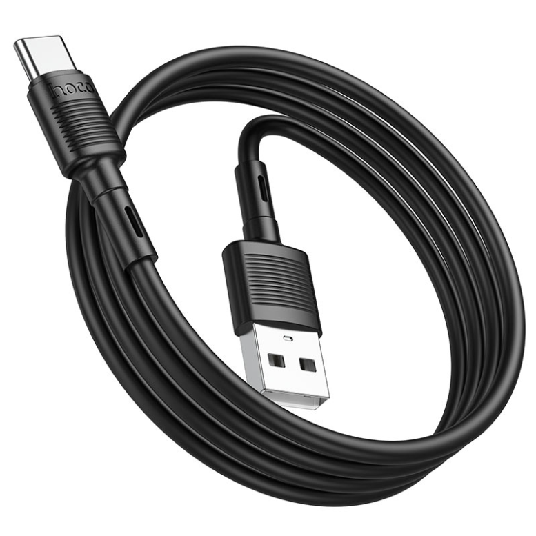 Cablu negru HOCO X83 Victory cu conectori USB-A și USB-C