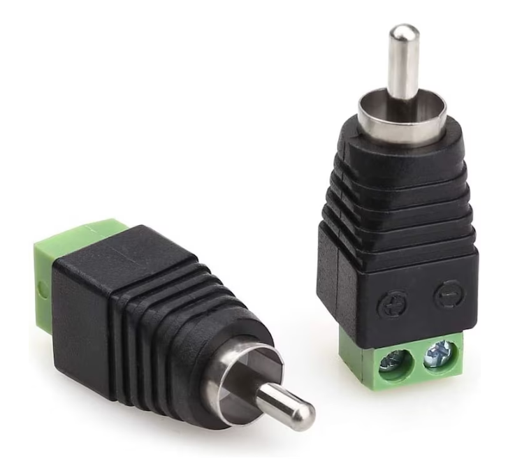 Mufă RCA tată cu prindere cu șurub, regletă cu 2 pini, negru/verde, set 5 bucăți BESTSELLS