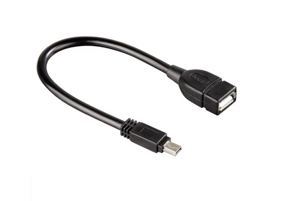 Cablu adaptor negru mini USB tată la USB tip A mamă