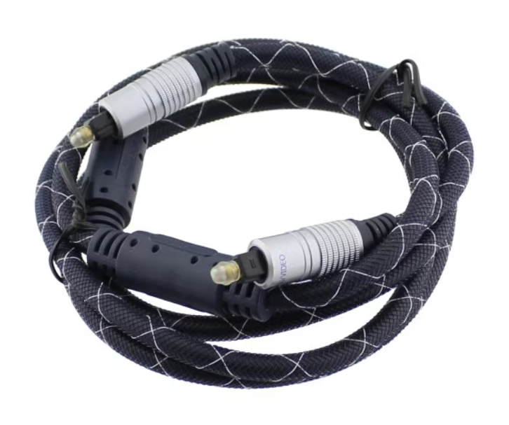 Cablu optic Toslink tată - tată, 1,5m, Gold, cu înveliș textil împletit