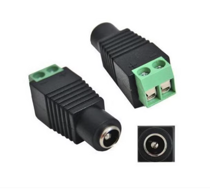 Conector mufă alimentare DC 2.1 x 5.5 mm mamă la terminal 2 pini pentru bandă LED, UTP, sistem camere, set 5 bucăți BESTSELLS