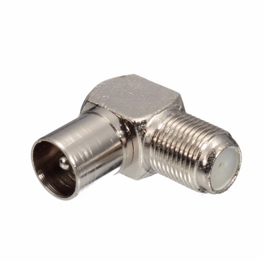 Conector antenă TV unghi 90 grade, tip F, metalic, set 5 bucăți BESTSELLS