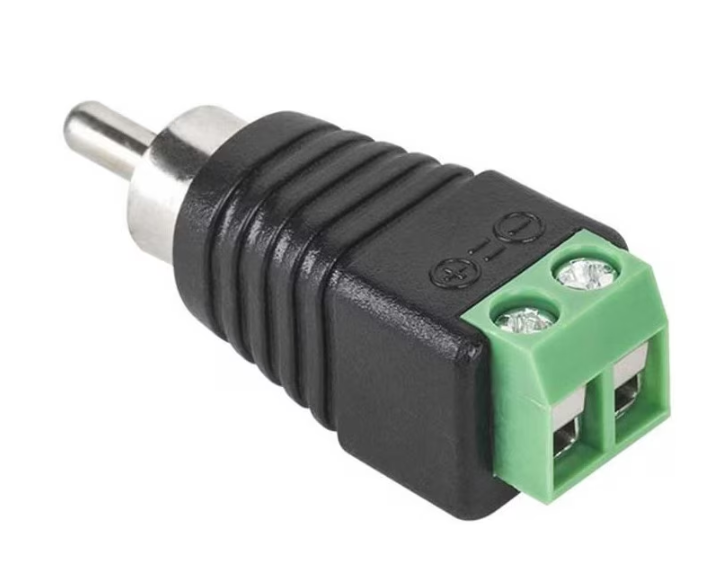 Mufă RCA tată cu prindere cu șurub, regletă cu 2 pini, negru/verde, set 5 bucăți BESTSELLS