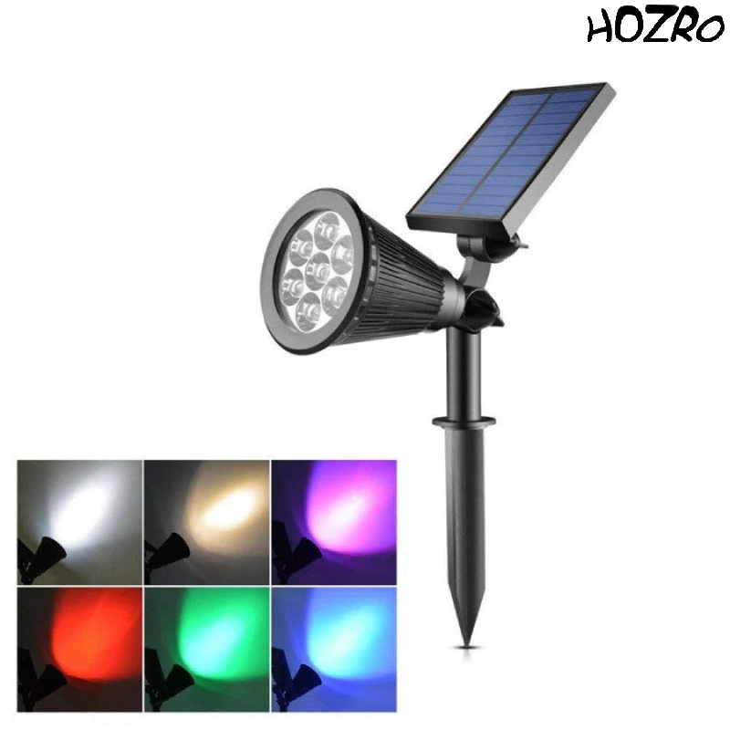 Proiector HOZRO, RGB cu Panou Solar – Iluminare LED Multicoloră, Telecomandă și Senzor de Lumină, Ideal pentru Exterior HOZRO