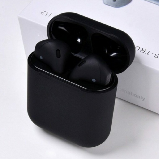 Căști wireless HOZRO, i12 TWS negre, design ergonomic, conexiune Bluetooth stabilă, microfon integrat, autonomie extinsă și sunet clar, ideale pentru muzică, apeluri și sport HOZRO