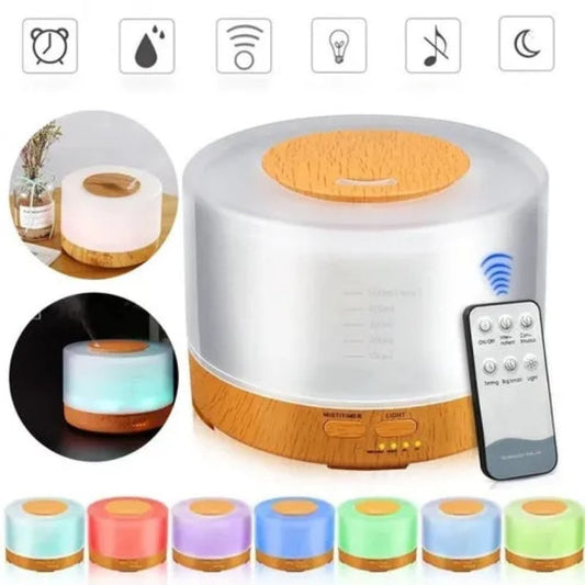 Umidificator de Aer HOZRO, cu Aromaterapie, Iluminare RGB, Portabil, Telecomandă, Rezervor 700ml, Culoare Stejar Deschis! 🌿