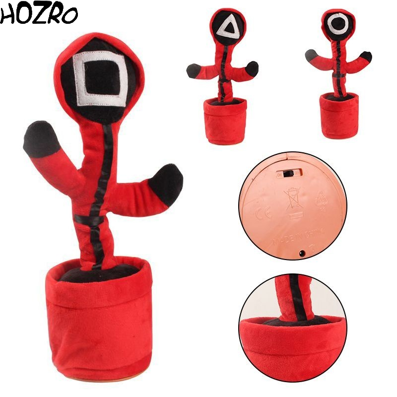 Jucărie Interactivă HOZRO, Cactus Dansator Squid Game – Imitație, Cântă și Dansează, cu Lumină și Sunet, 32 cm, Roșu-Negru HOZRO
